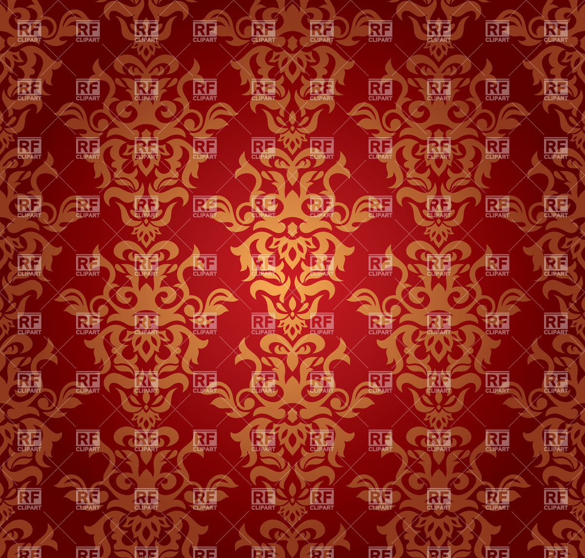 Abstract Red With Gold Damask Wallpaper Royalty Vector
