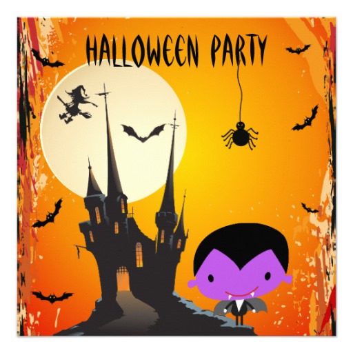 Cute Vampire Castle Halloween Party Invites Cm X Square