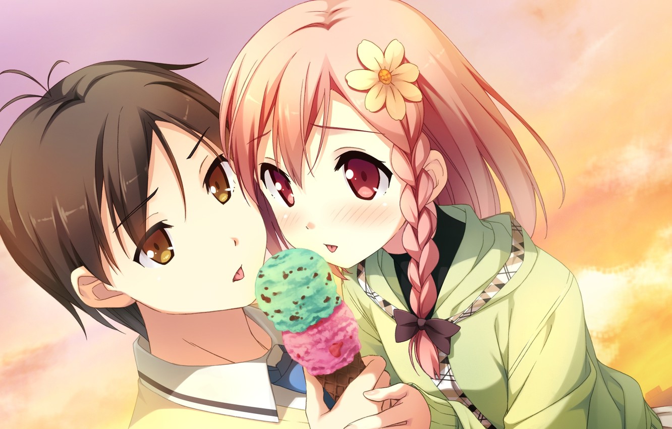 Wallpaper The Sky Children Daisy Ice Cream Pigtail Visual