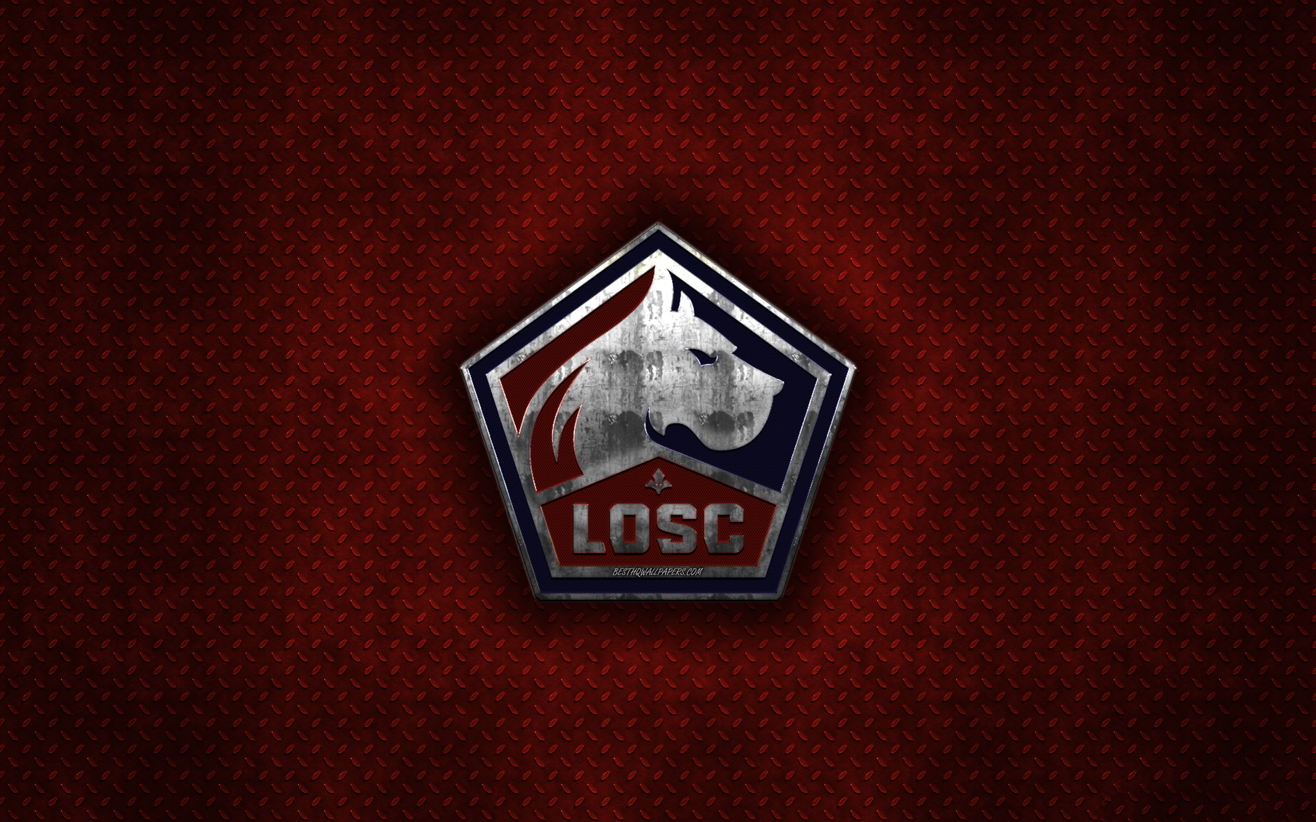 Wallpaper Lille Osc French Football Club Red Metal
