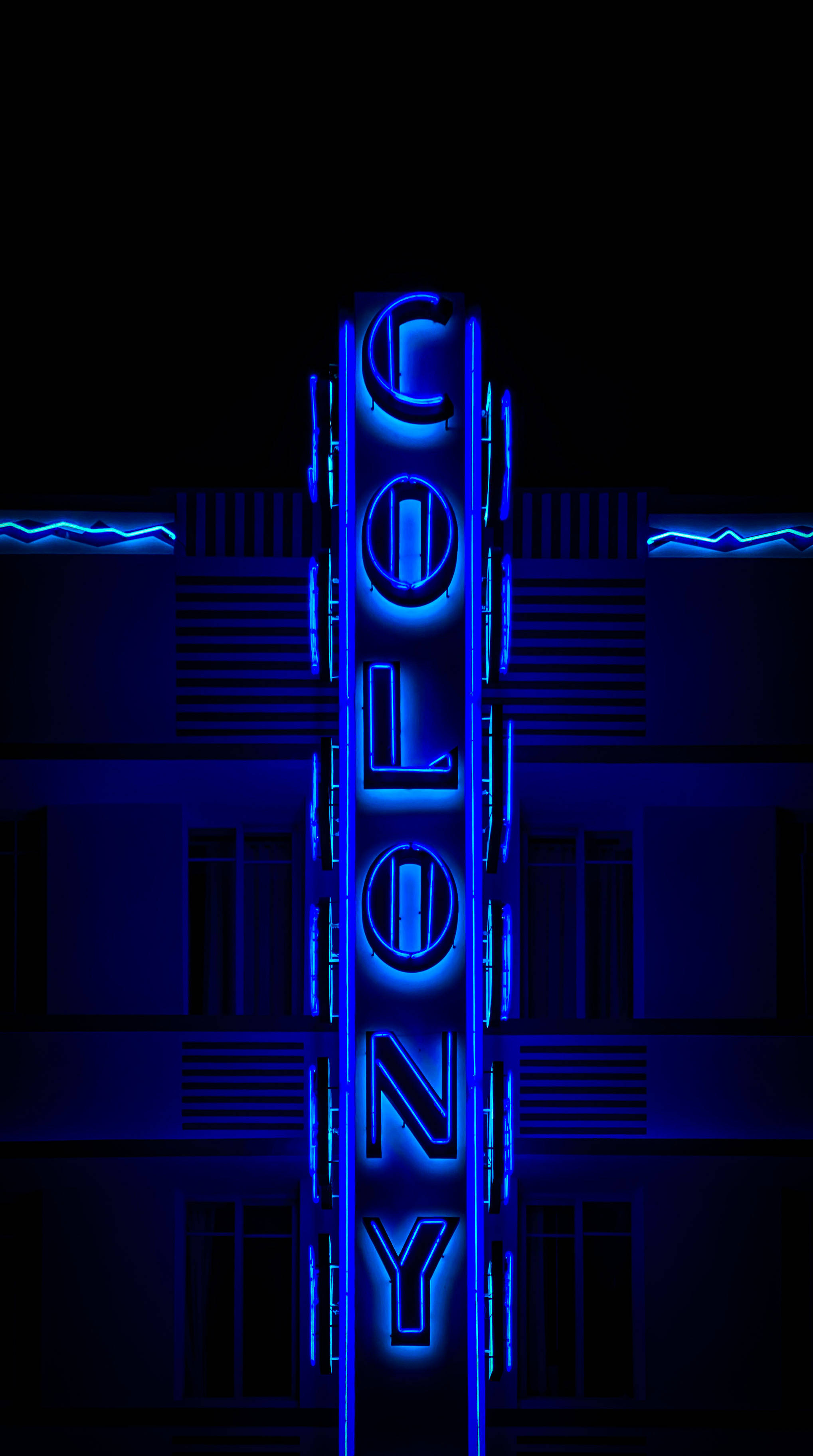 Blue Retro Neon Aesthetic iPhone Wallpaper