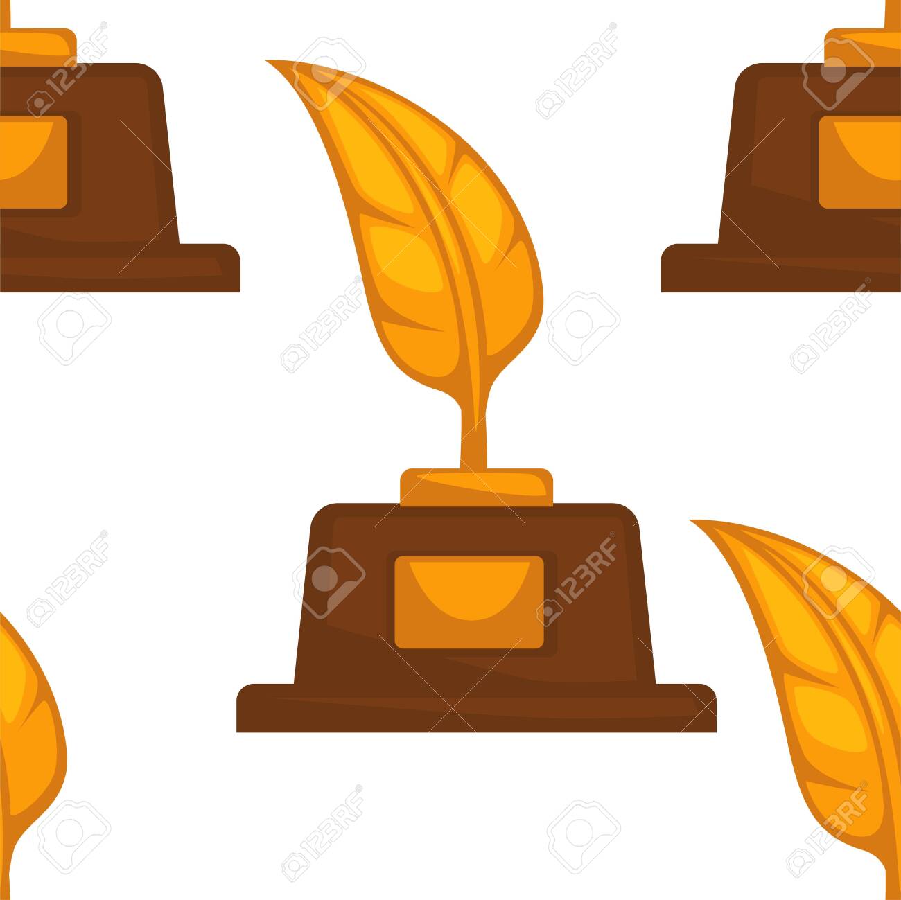 Gold Feather Prize Writer Award Seamless Pattern Vector Reward