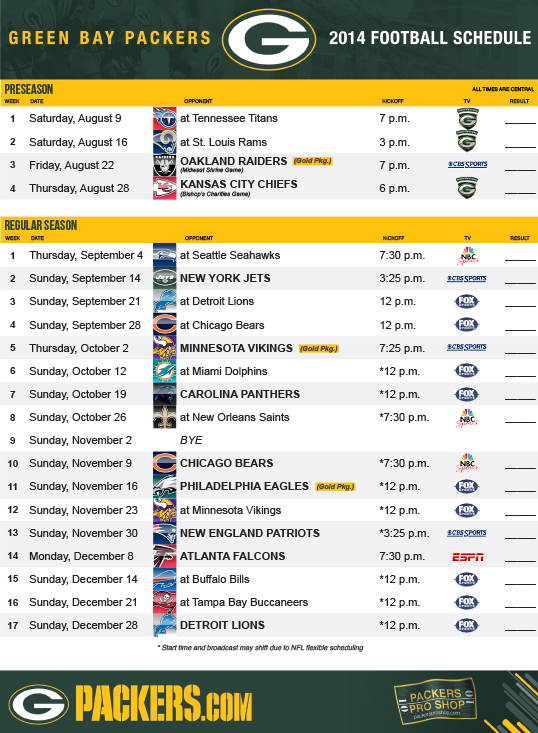 Gb Packers Schedule By Tramonwilliams