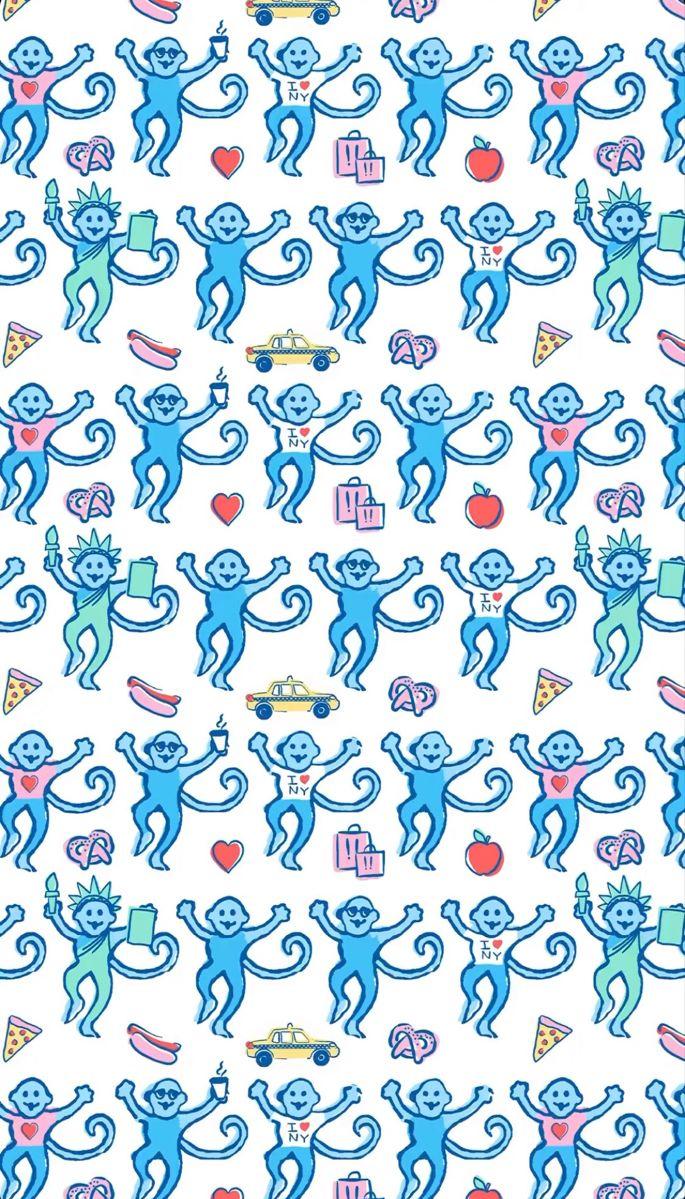 new york roller rabbit monkey wallpaper preppy Iphone wallpaper