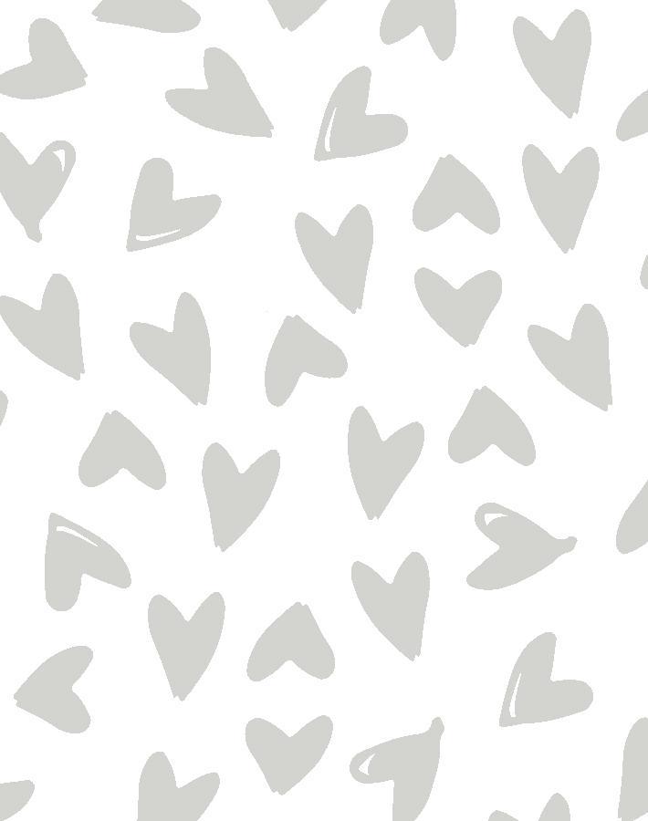 Hearts Grey On White Traditional Peel Stick