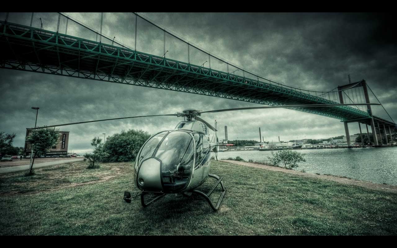 Helicopter And Bridge Wallpaper Android