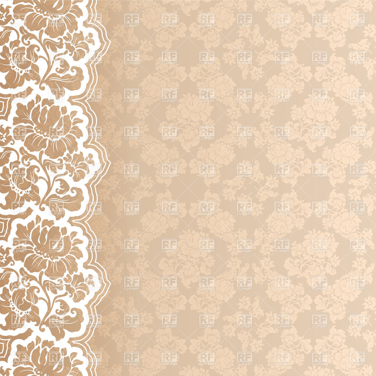 Floral Victorian Wallpaper With Lace Border Vector Image Of