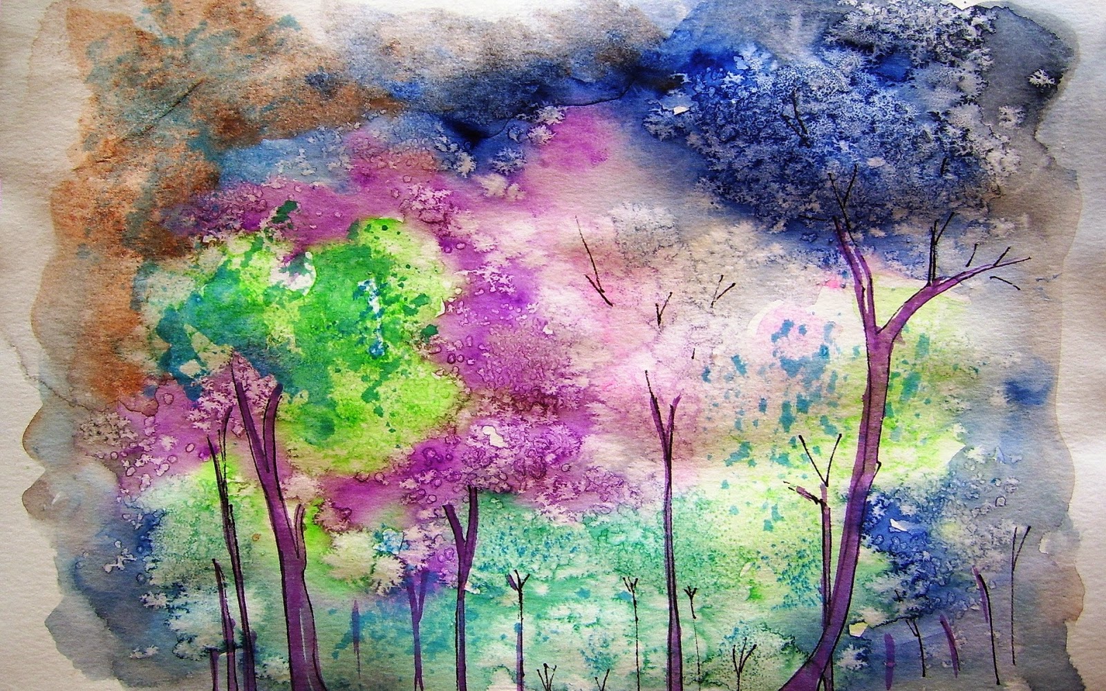 Watercolors Art HD Wallpaper Jungle Trees Image