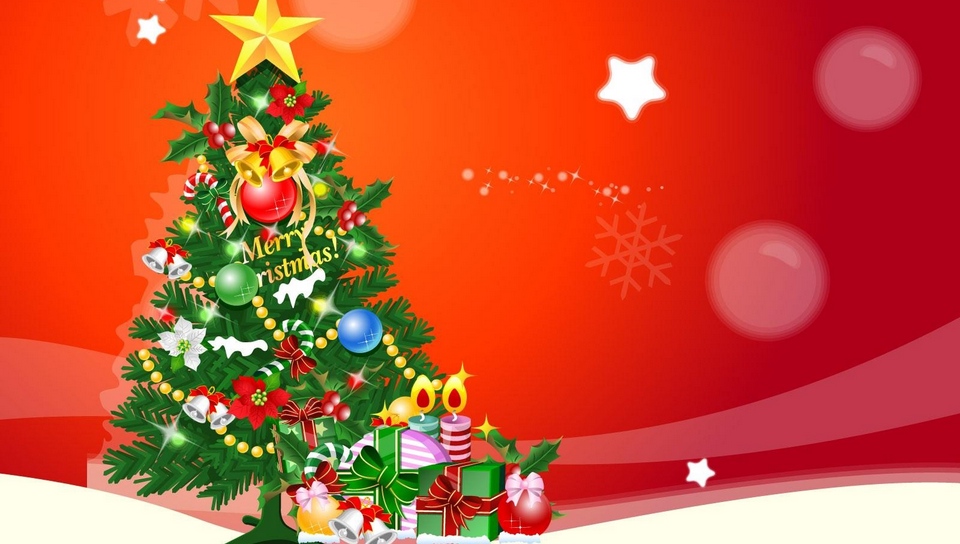 Wallpaper Tree Gifts Star Snowflake Holiday