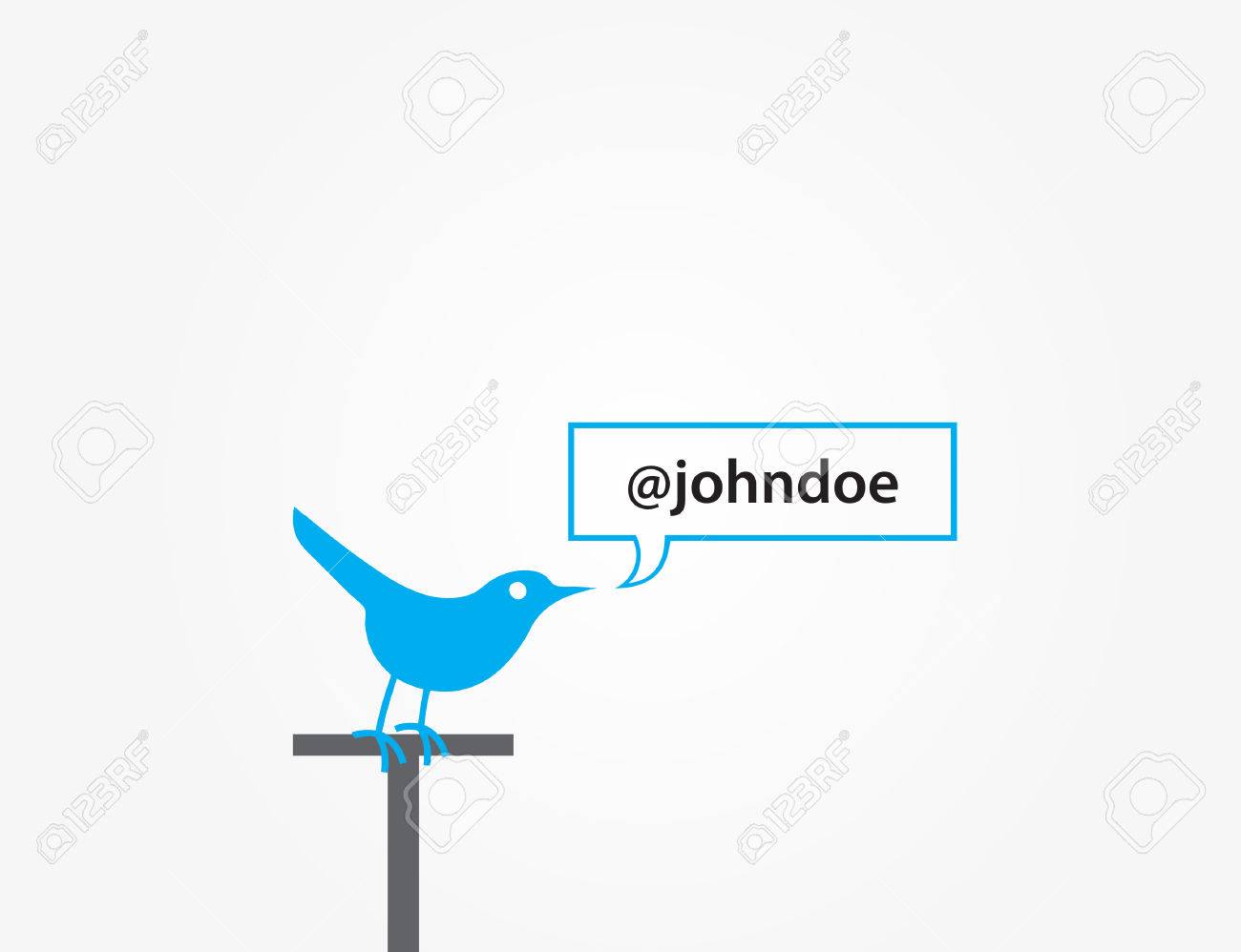 Blue Bird Socializing Social Media Message Vector Graphic Template