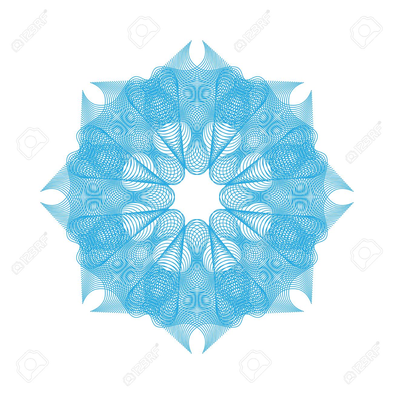 Blue Guilloche Rosette Or Spirograph Background Vector