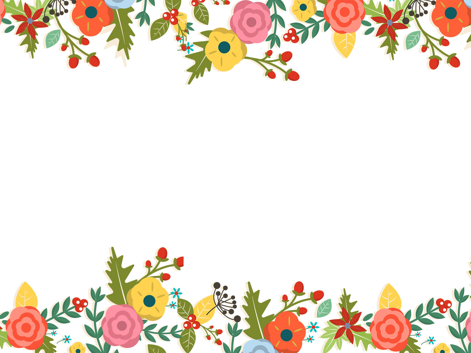 Cute Floral Powerpoint Templates Border Frames Flowers Green