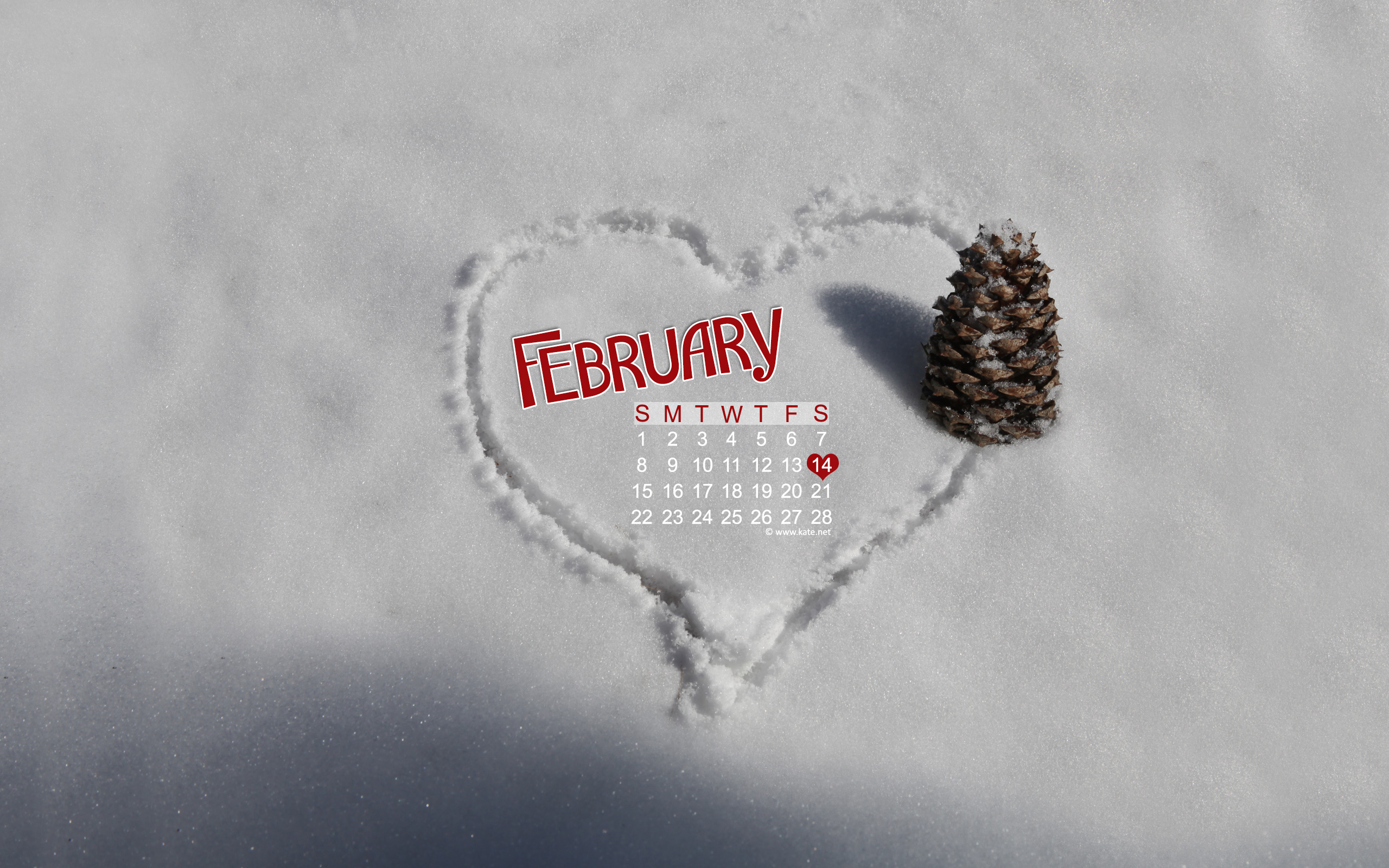 February Calendar Wallpaper Heart In The Snow Photo Kate