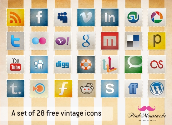 New Icon Set And Vintage Wallpaper Pinkmoustache Vector