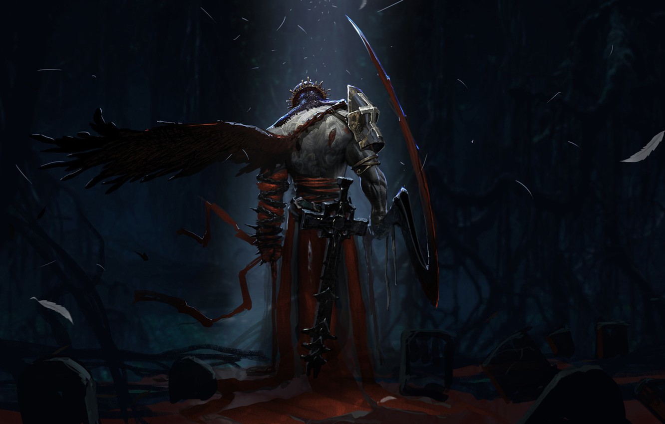 Wallpaper Dark Sword Blood Fantasy Armor Warrior Night