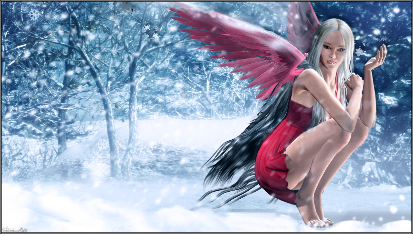 Red Winter Fairy Fairies Photo