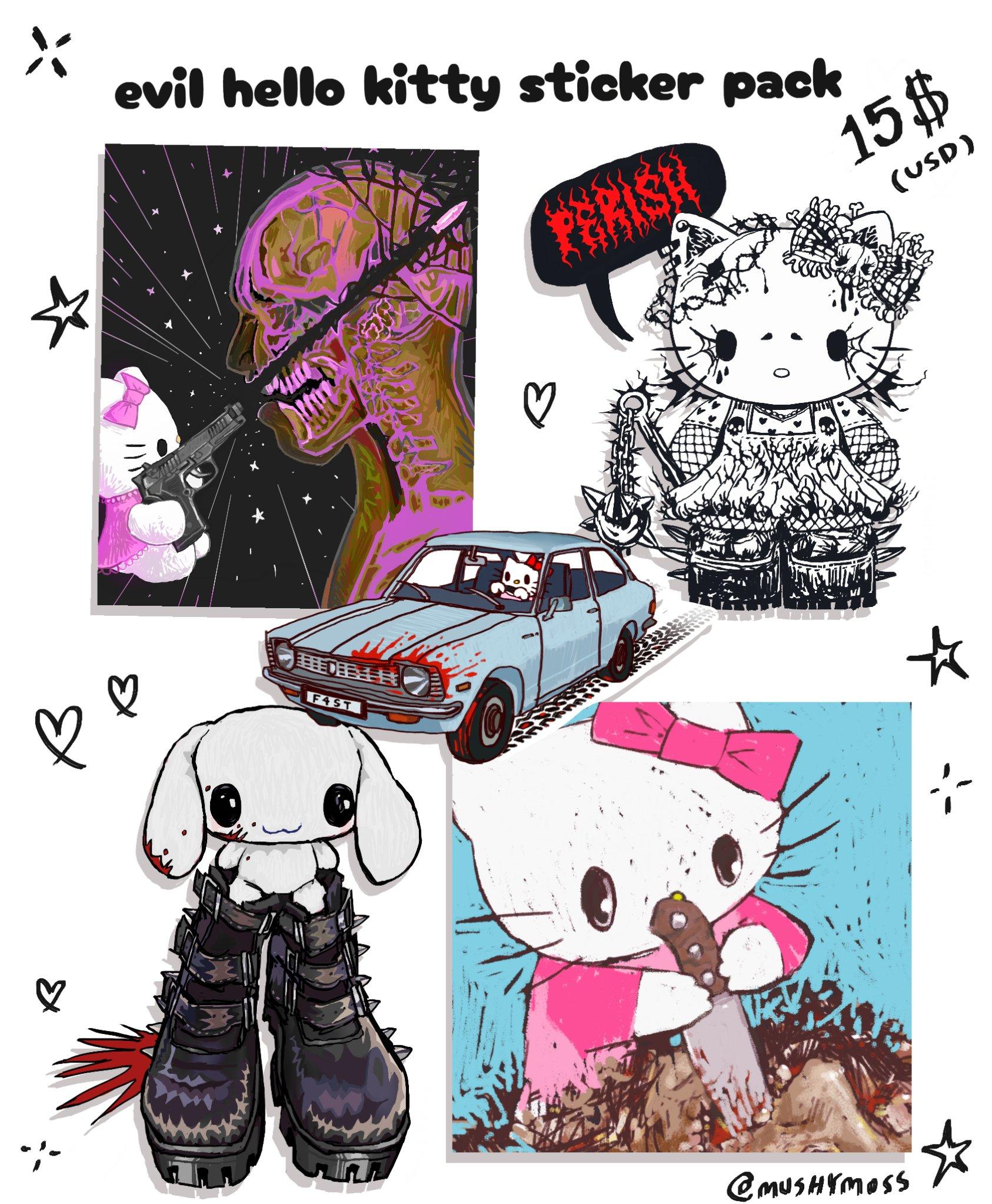 Mushy On X Evil Hello Kitty Sticker Pack Available Now S