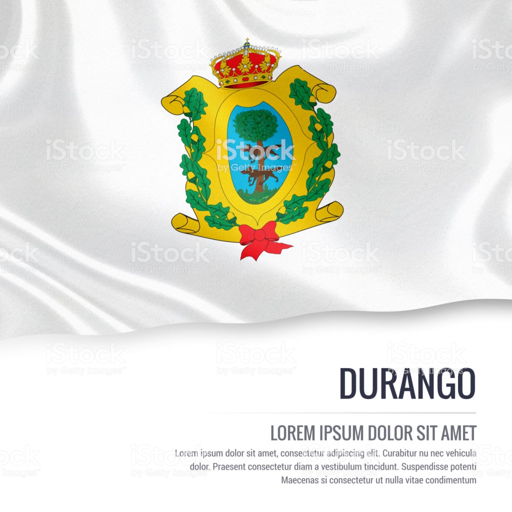 Flag Of Mexican State Durango Waving On An Isolated White