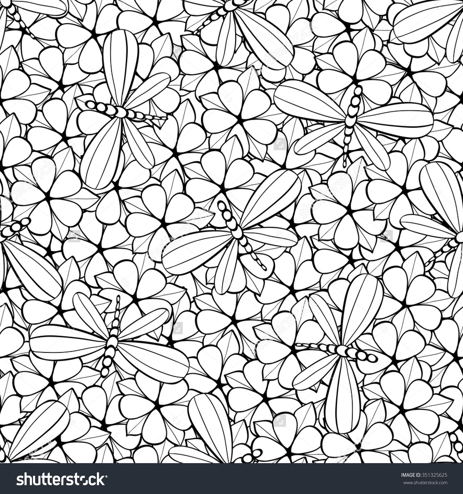 Adult Coloring Book Design With Floral Seamless Pattern