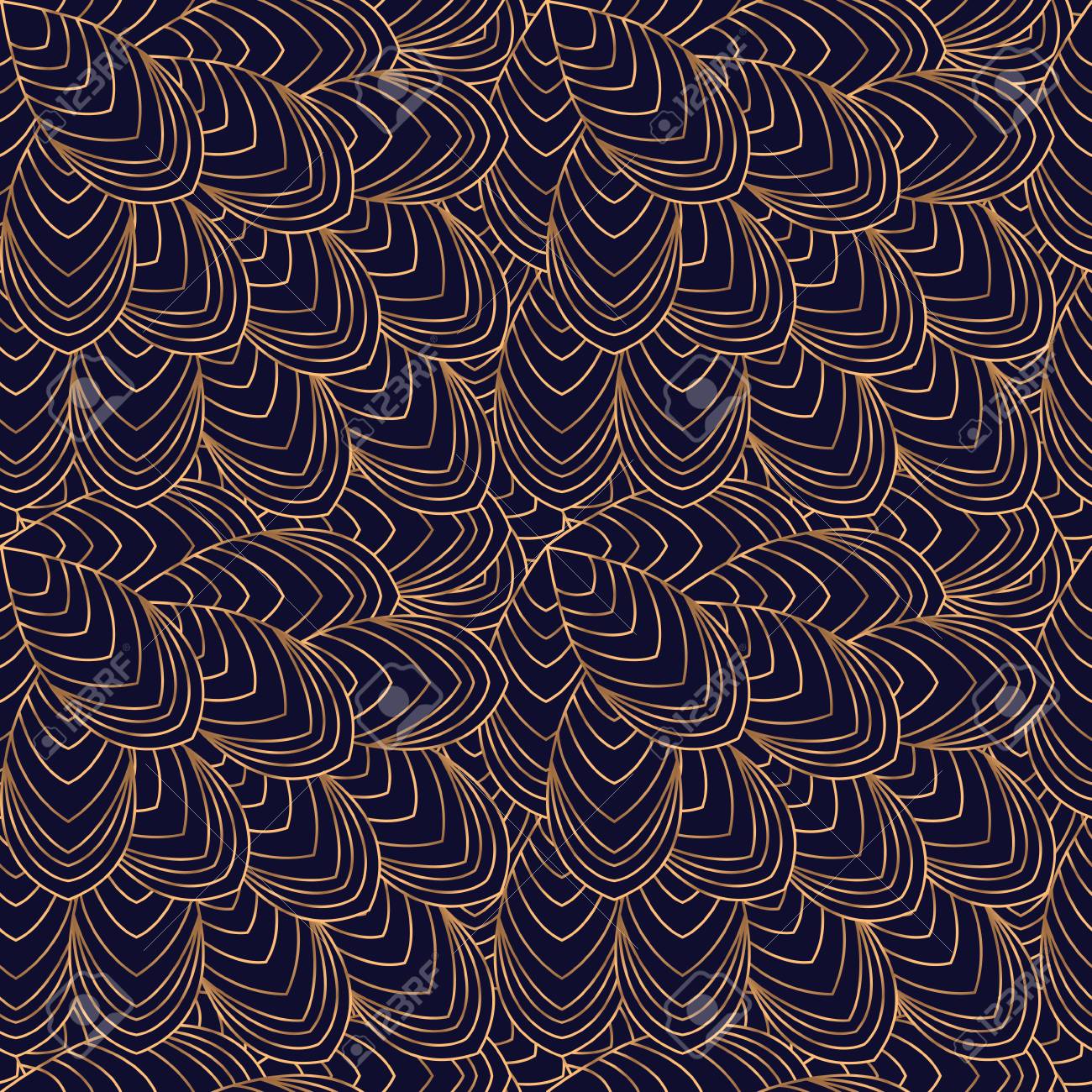 Luxury Background Pattern Vector Seamless Feather Art Deco