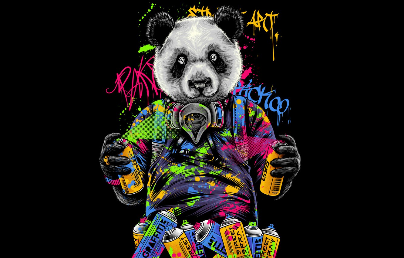 Wallpaper Color Minimalism Paint Panda Style Graffiti Bear 1332x850