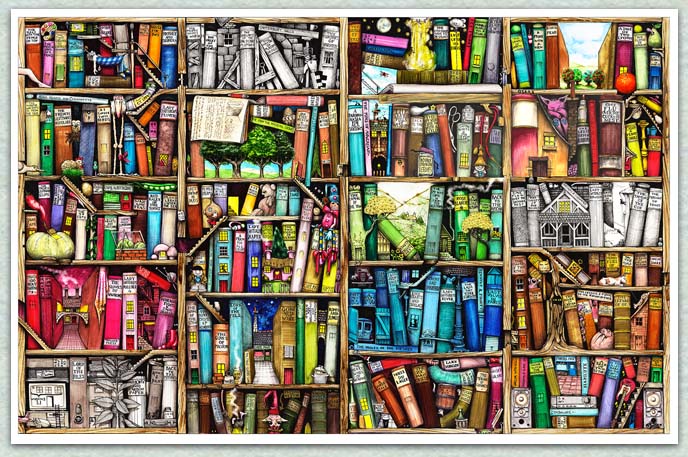Library Bookcase Wallpaper