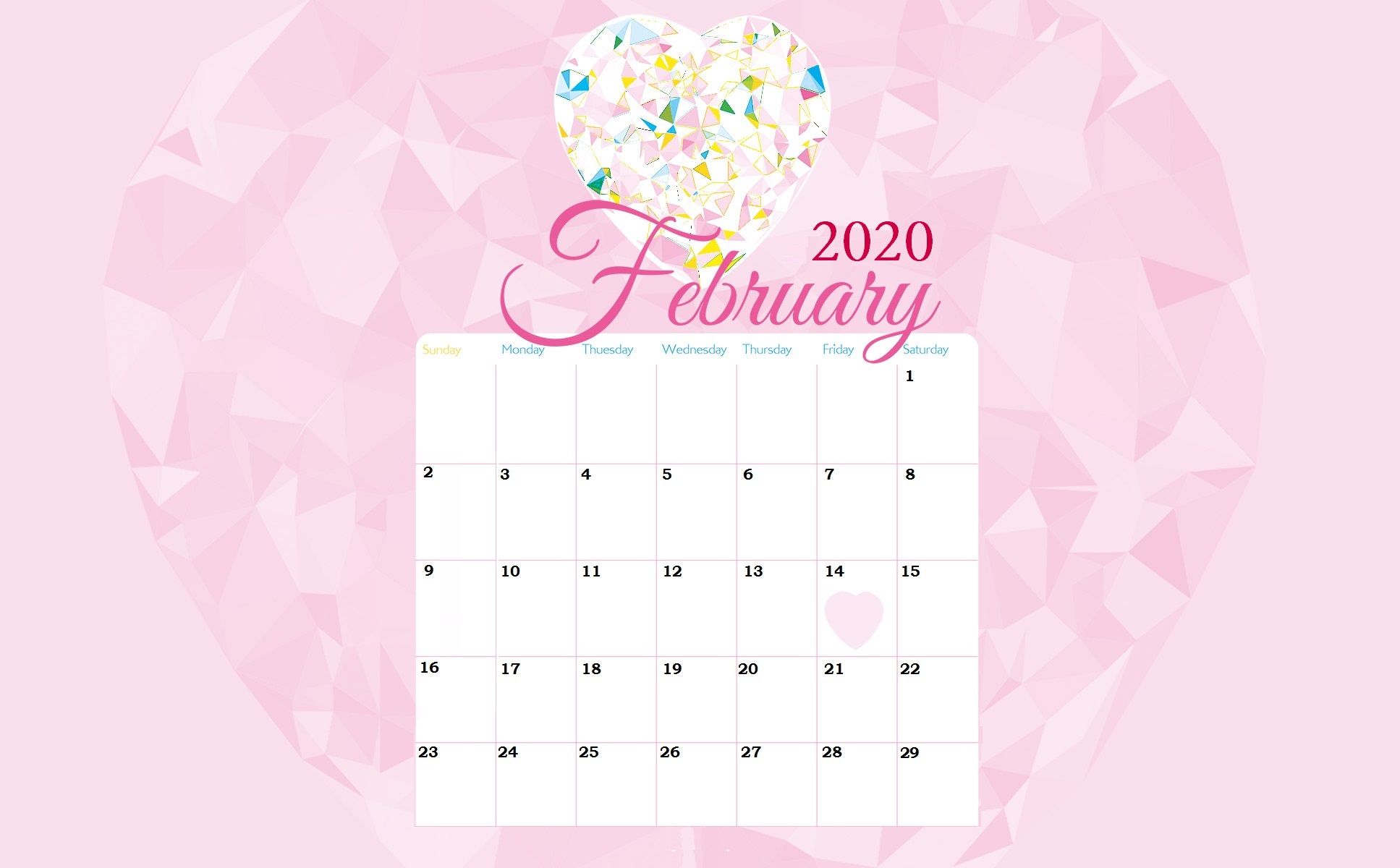 February Desktop Wallpaper Calendar