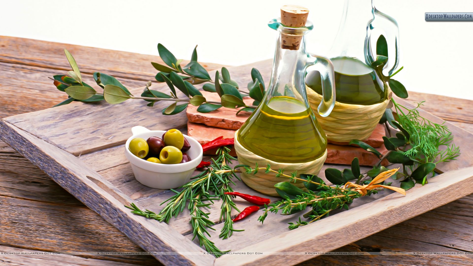 Olive Oil Bottles Wallpaper