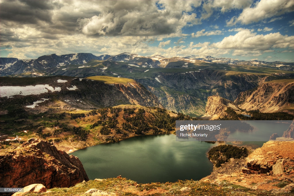 Twin Lakes With Beartooth Mountains In Background Montana Usa High