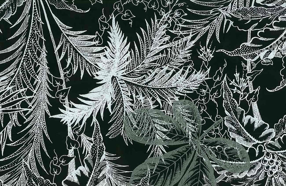 Black White Silver Leaves Wallpaper Glazed Ashford House At4151 Double