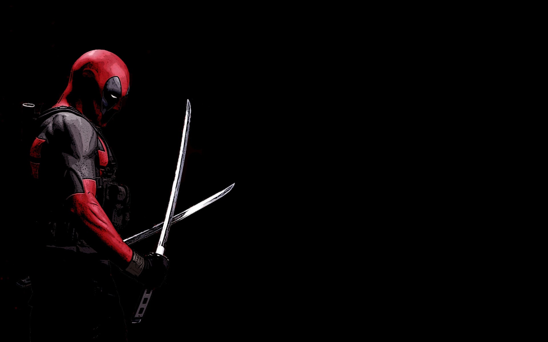 Deadpool Black Background Katana Marvel Comics Hd Wallpaper