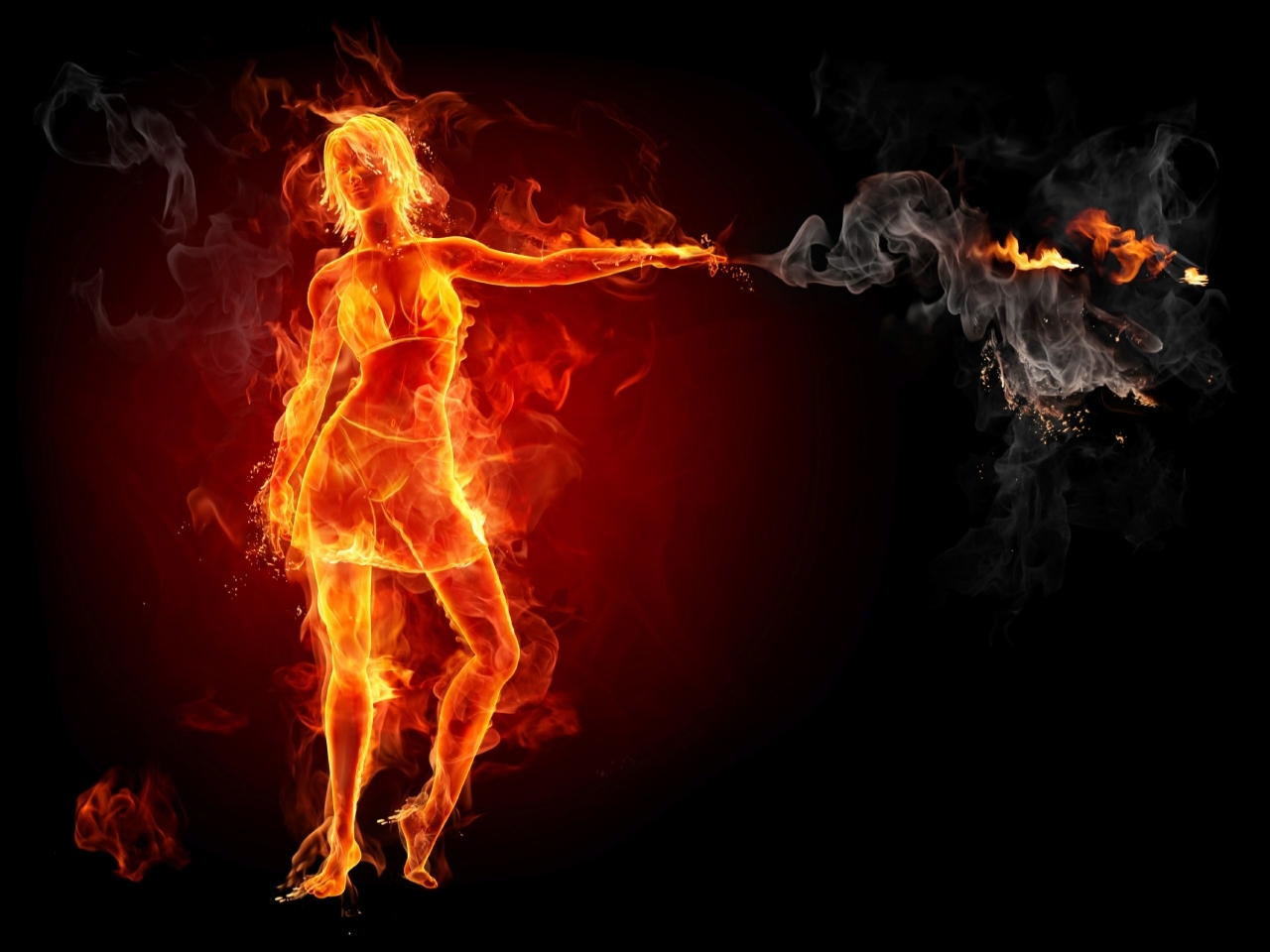 Graphics 3d Wallpaper Hot Babe On Fire HD Pixel