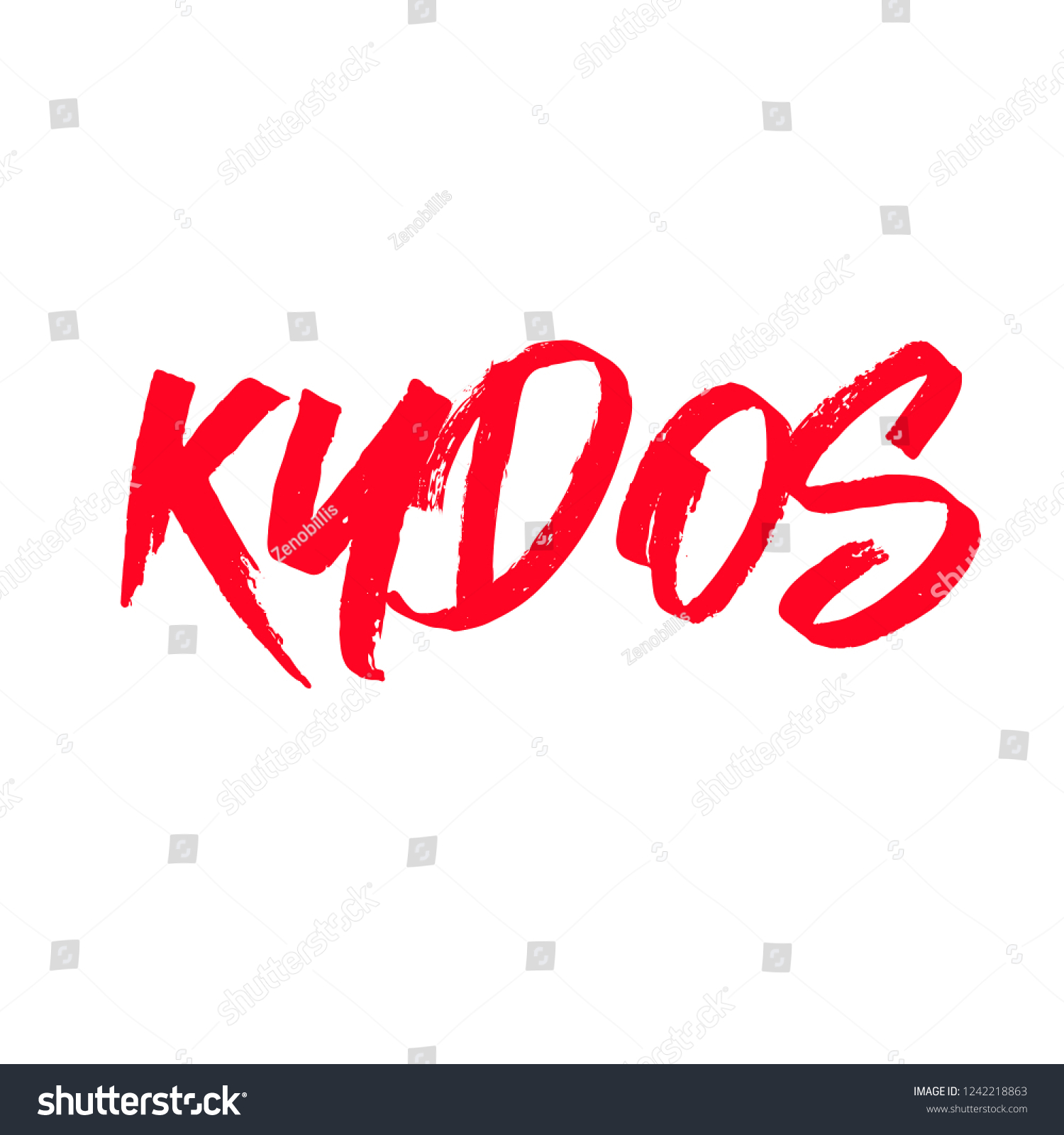 Kudos Word Icon Red Calligraphic Text Stock Illustration