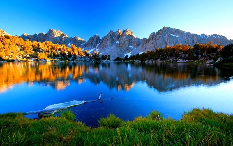 Autumn Grass Mountain Lake Nature Lakes HD Desktop Wallpaper