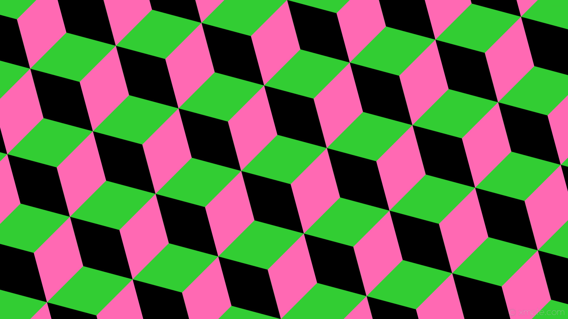 Wallpaper Green Pink Black 3d Cubes Lime Hot Neon And