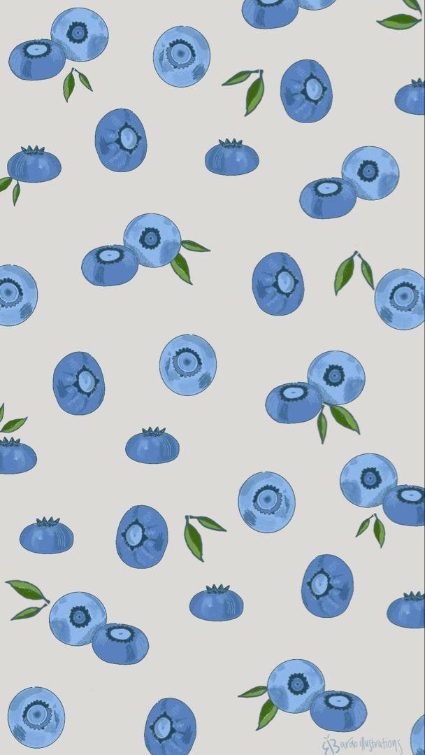 Cute Illustrated Blueberry Wallpaper