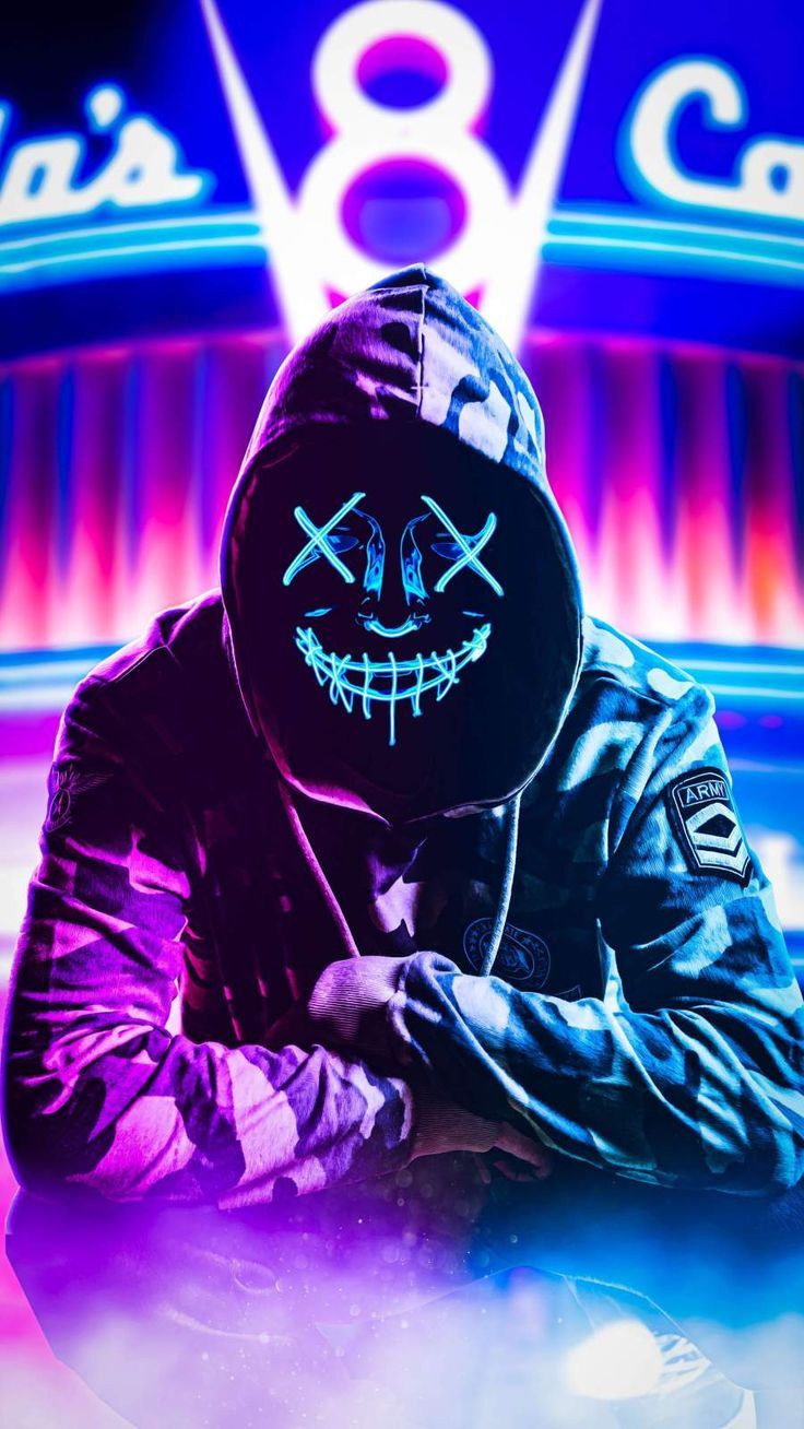 Neon Hoodie Mask iPhone Wallpaper S
