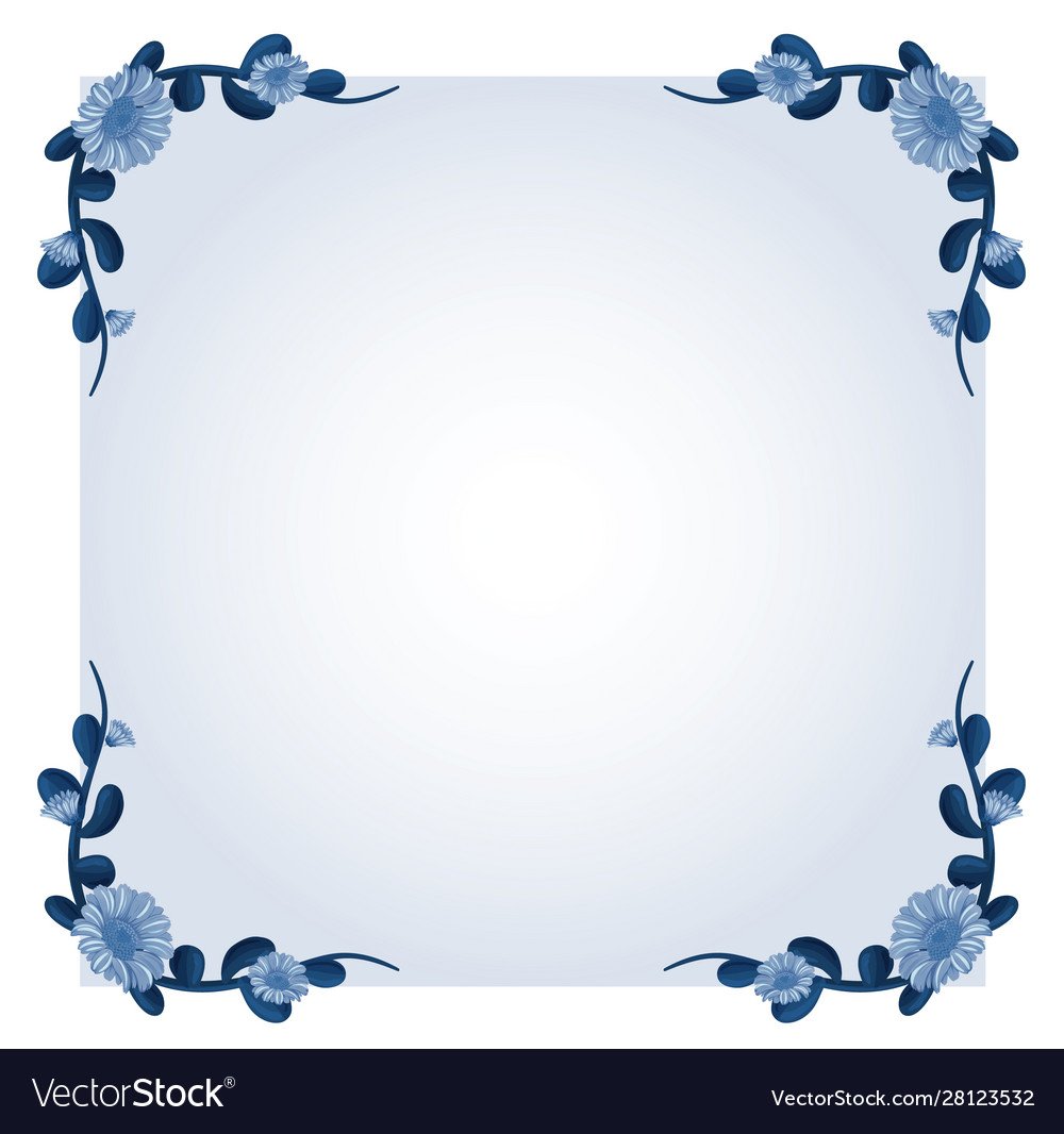 Background template with blue flowers Royalty Free Vector