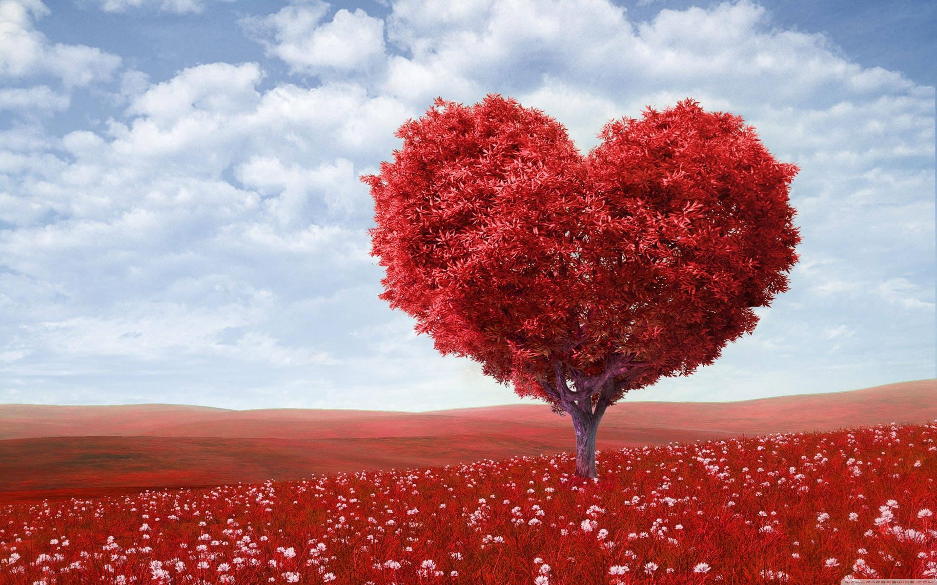Red Heart Tree Valentines Desktop Wallpaper