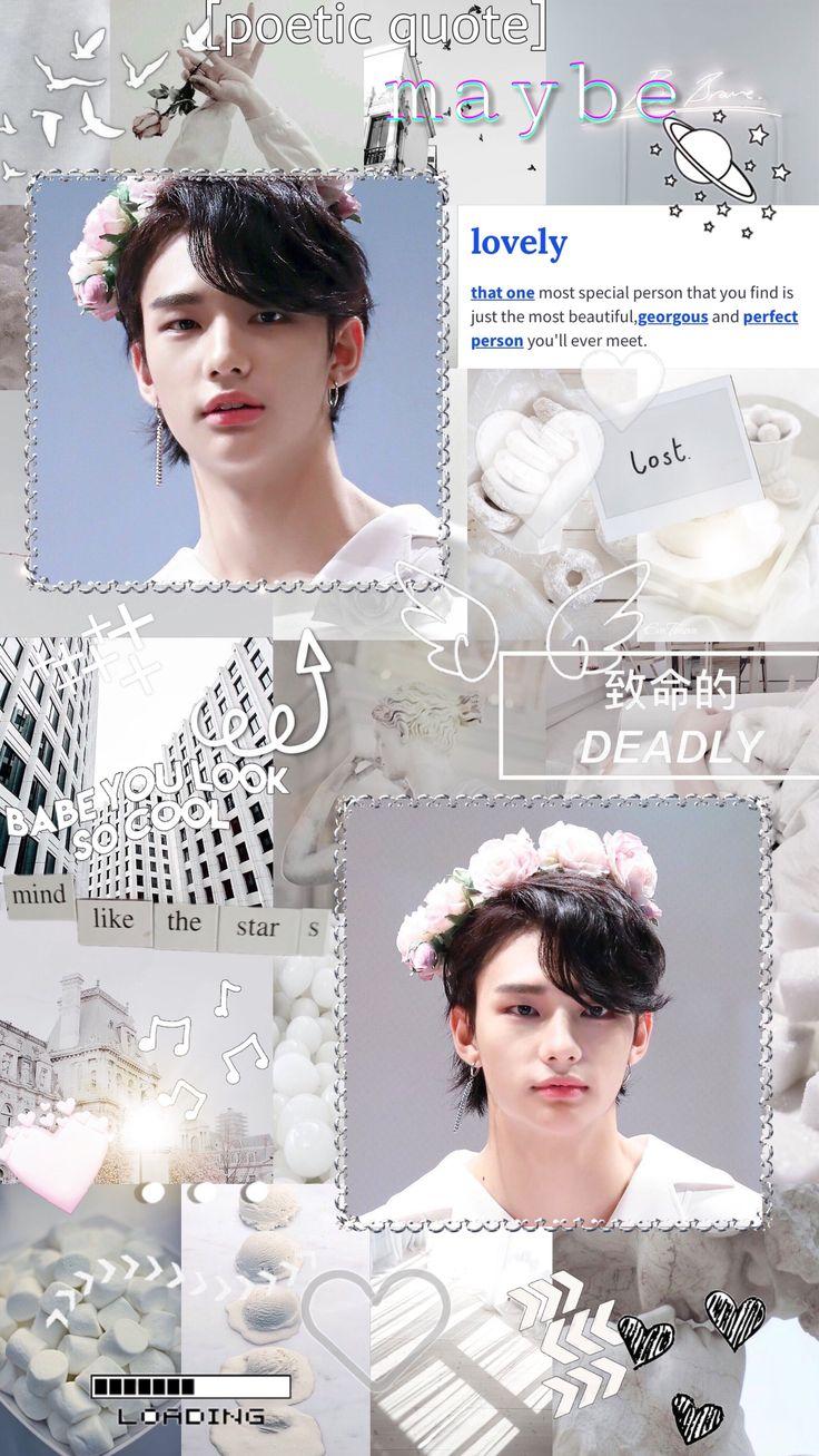Skz Hyunjin White Aesthetic Wallpaper Moodboard