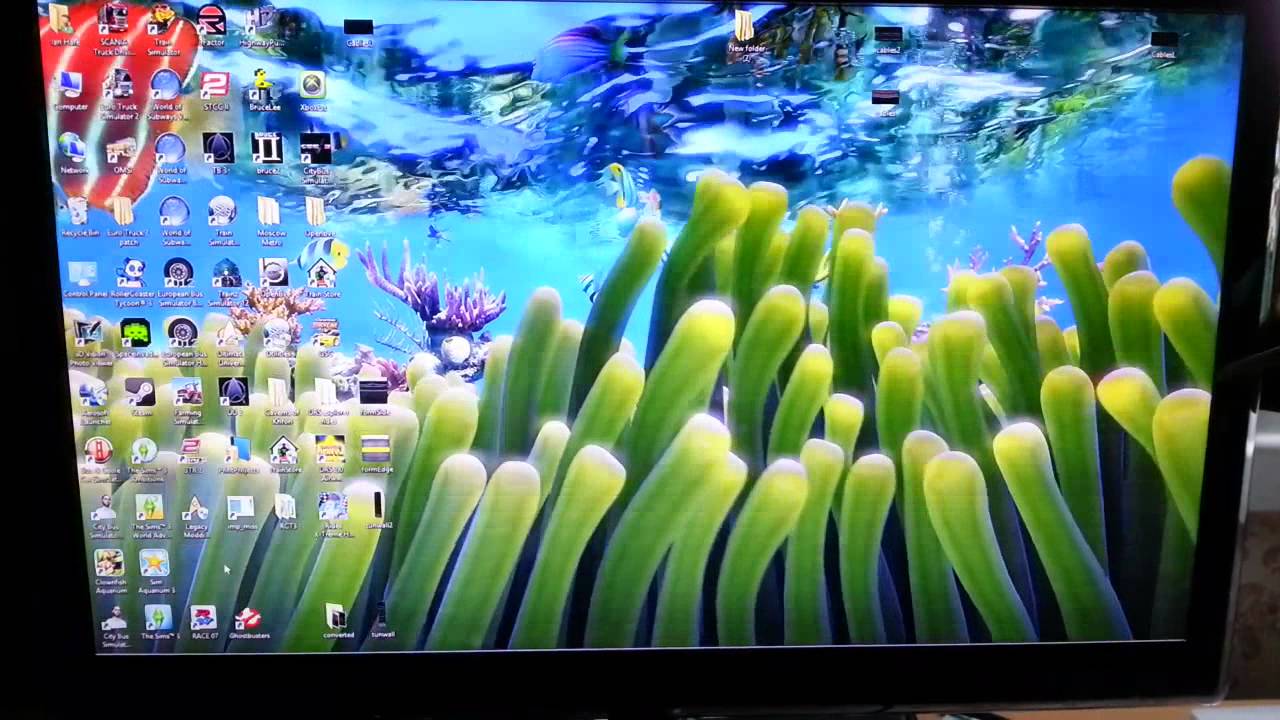 Sim Aquarium 3 live wallpaper mode in Windows 8 1280x720