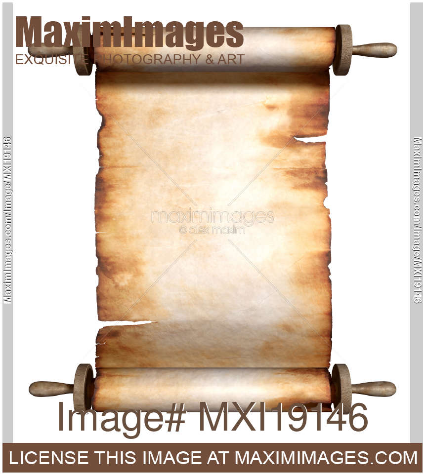 Photo Of Unfolded Roll Old Parchment Background Stock Image