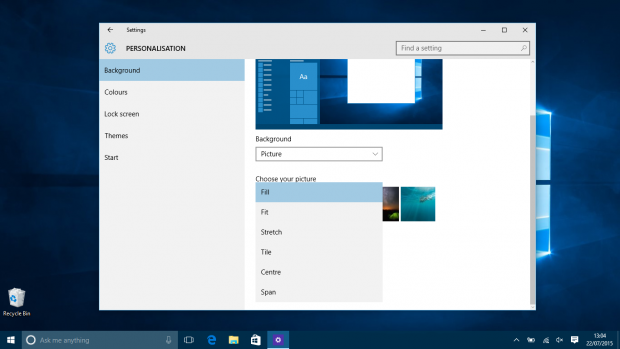 Microsoft Windows 10 How to change Wallpaper   Personalisation Fill
