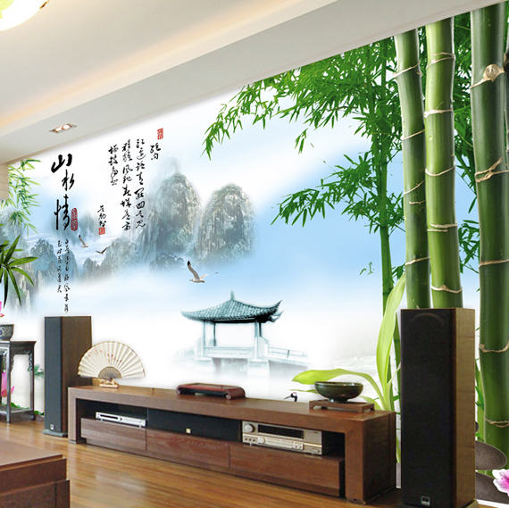 non woven paper or cloth Mural bamboo wallpaper landsides wallpaper