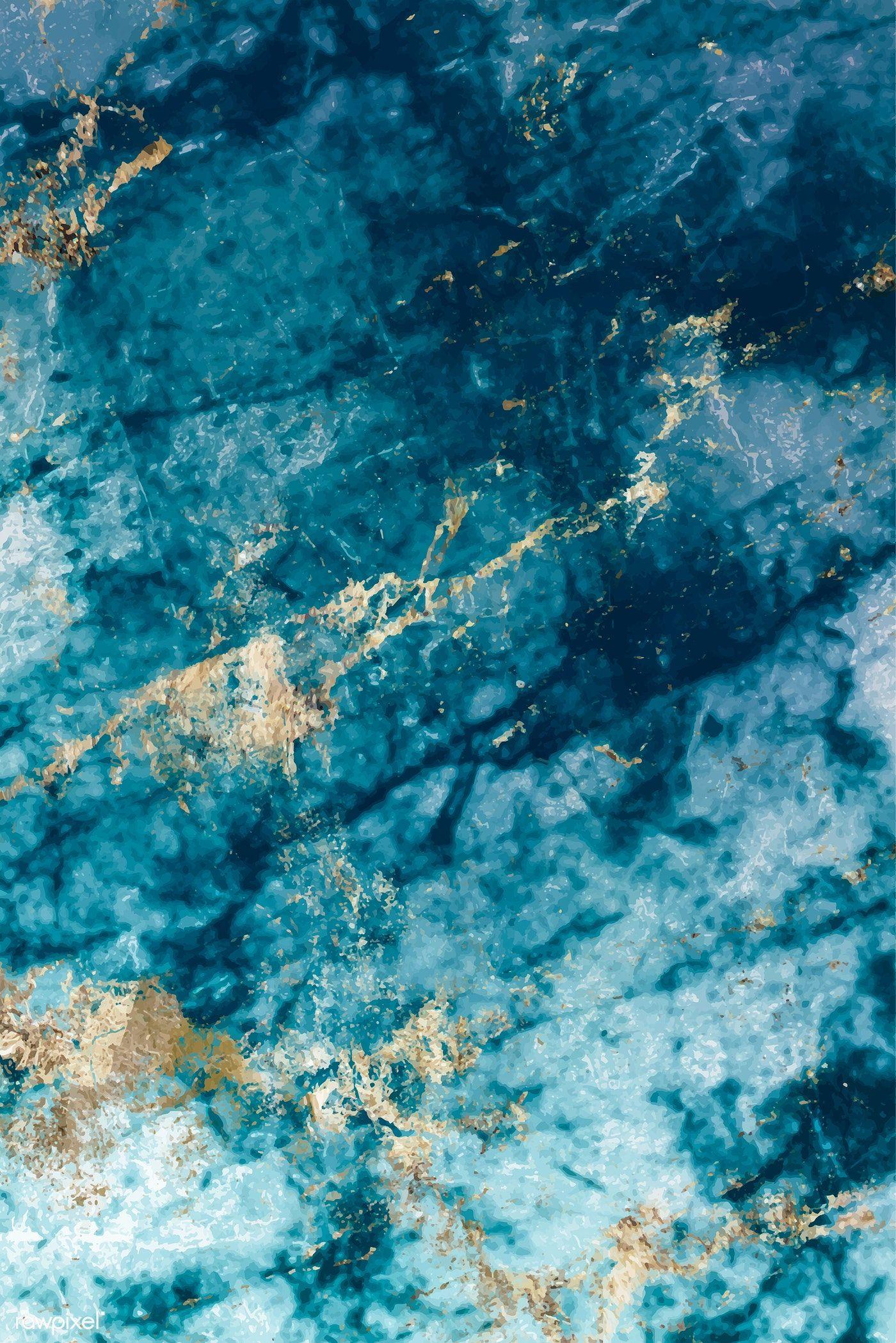 Blue And Gold Marble Textured Background Vector Image By