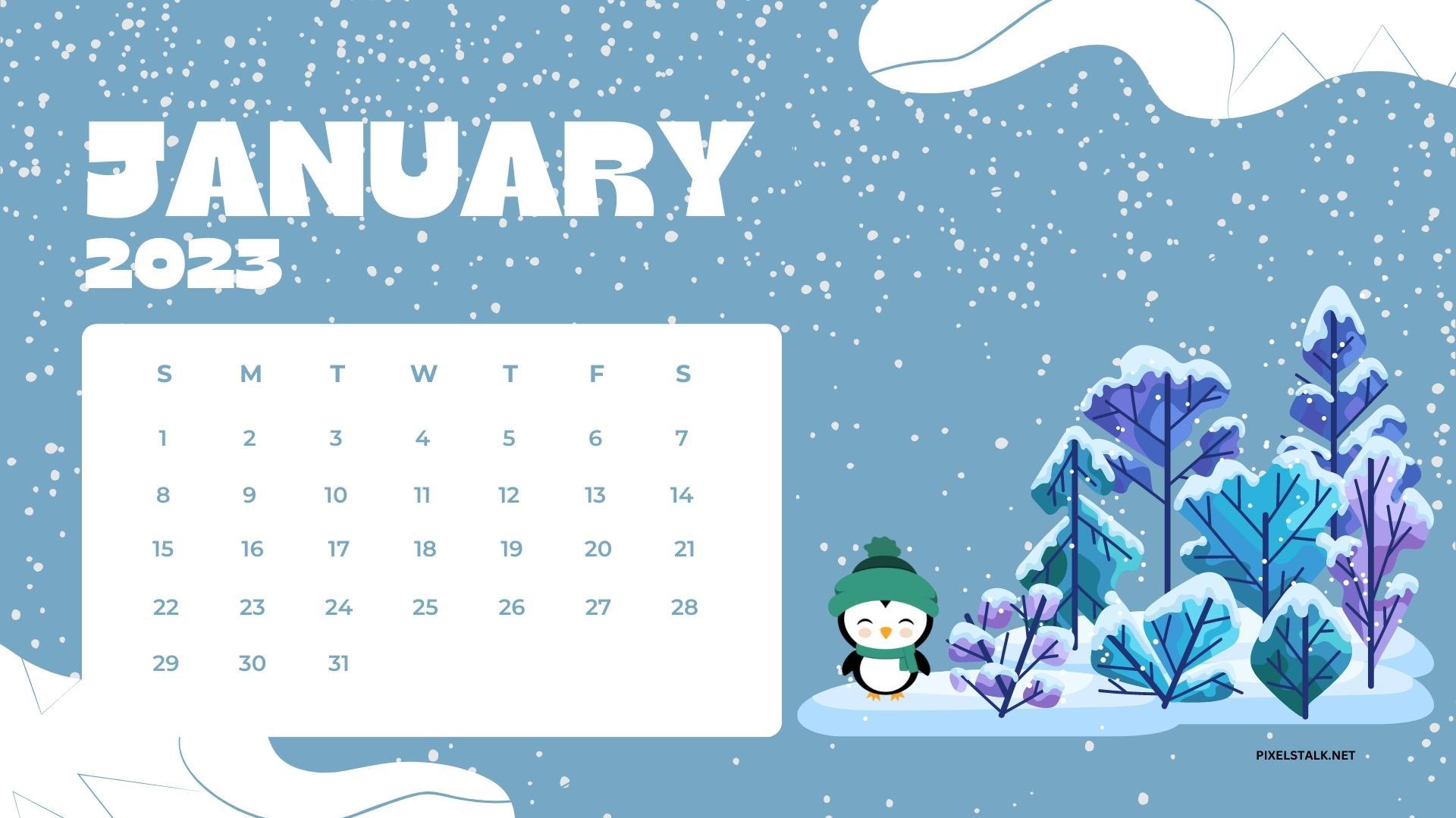 January Calendar 2023 Desktop Backgrounds HD