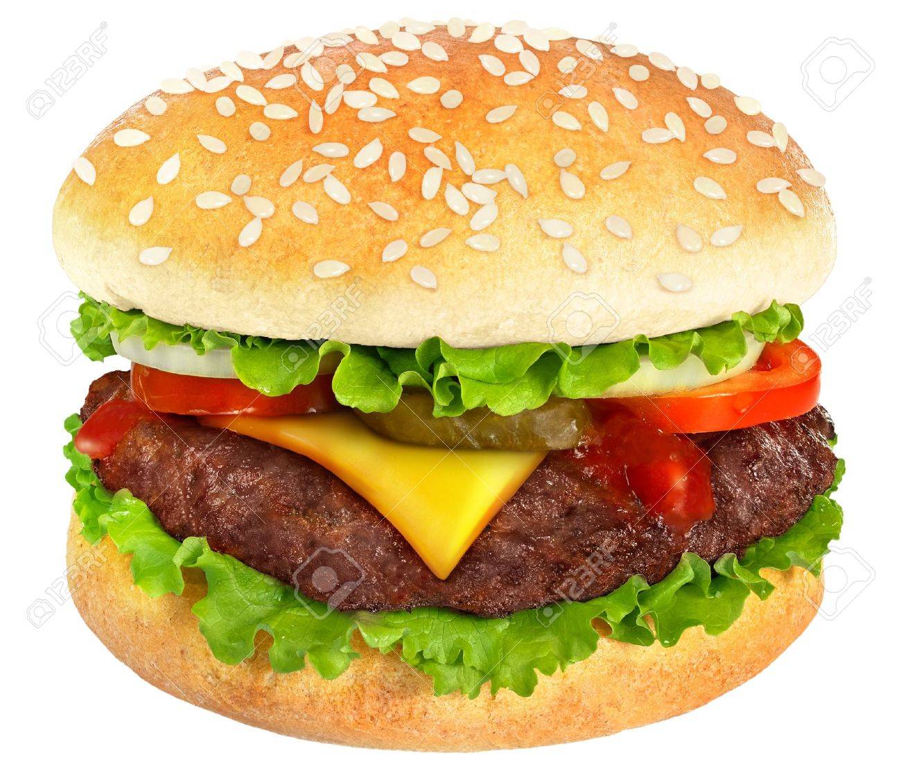 Cheeseburger Isolated On White Background Stock Photo Picture And