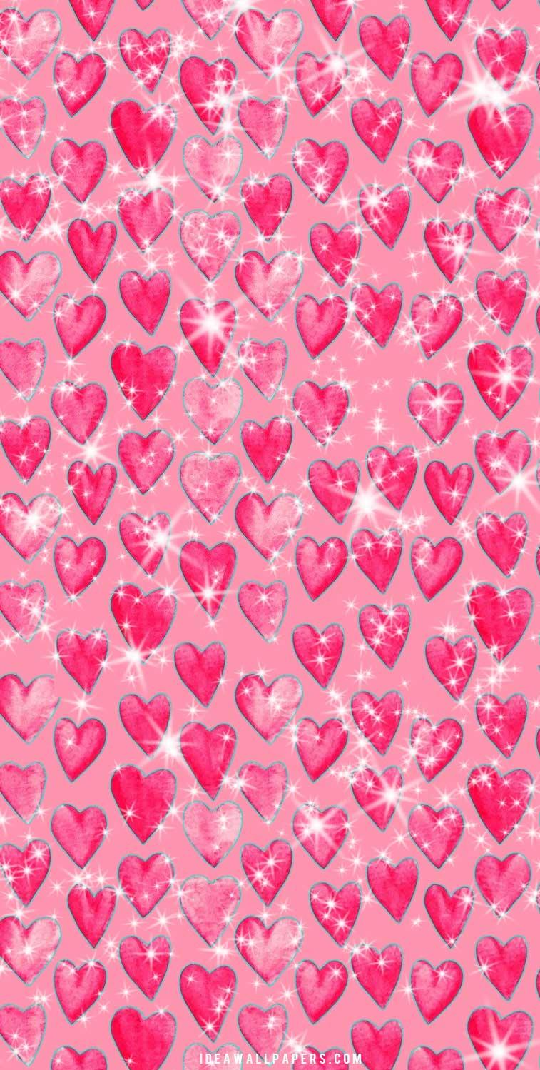 Sparkle Pink Heart Valentine S Day Wallpaper Idea