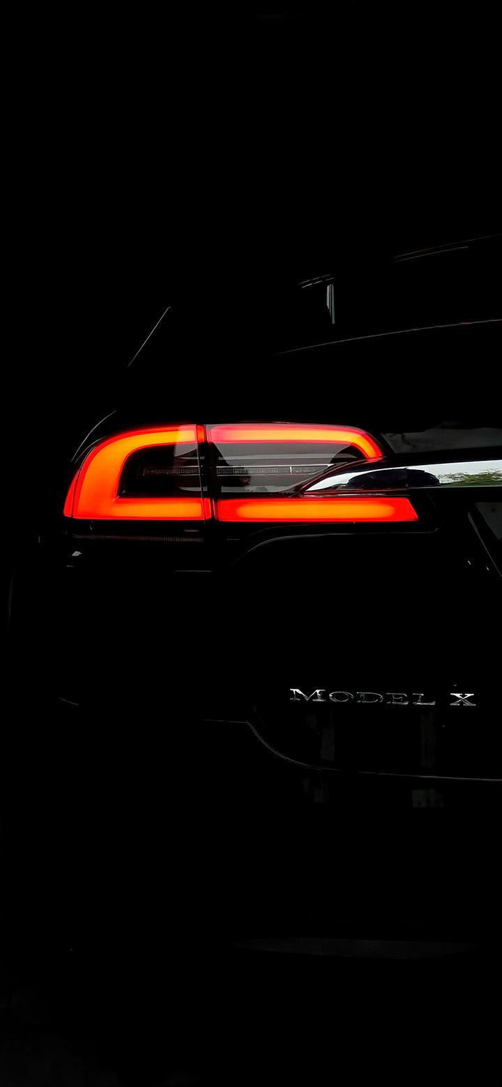 Tail Light Of Black Tesla Model X 4K Phone Wallpaper