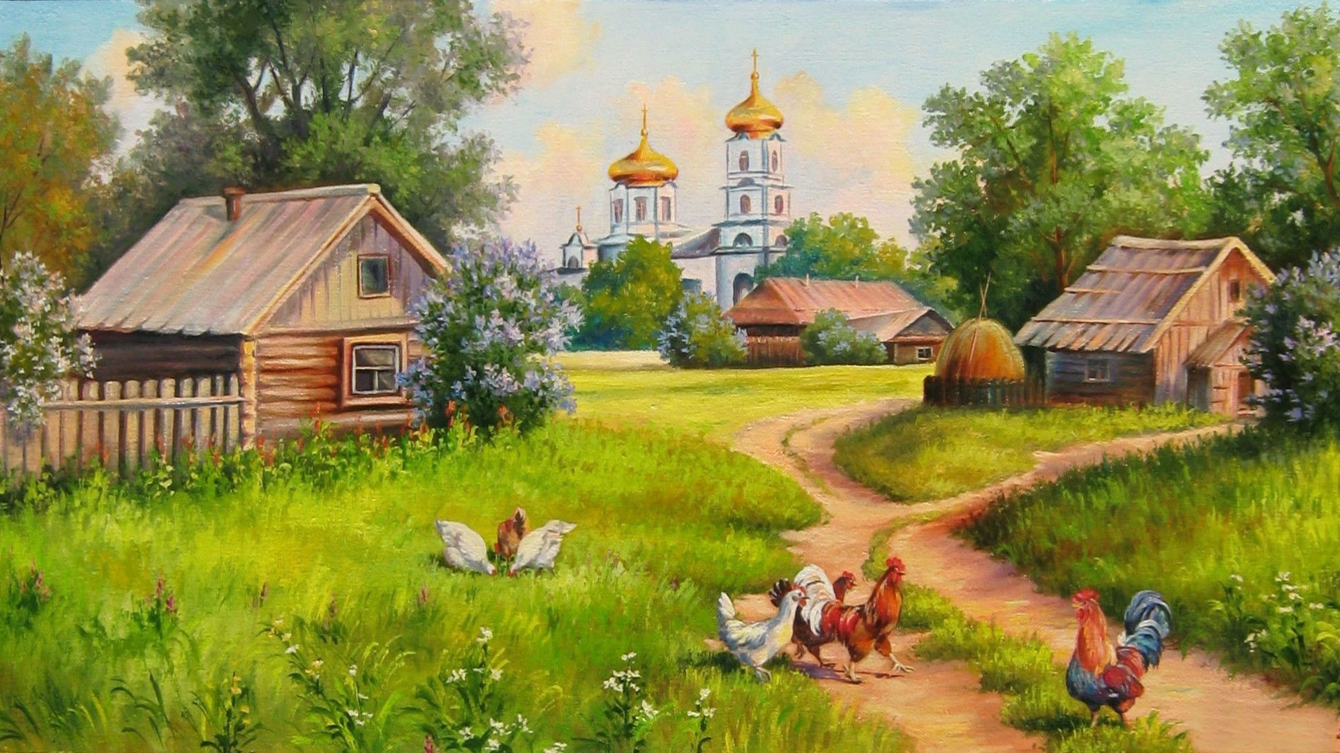 Painting House Village Wallpaper Paint
